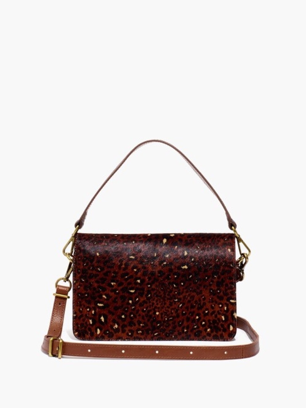 New Madewell The Flap Convertible Crossbody Bag Leopard Calf Hair cheetah small